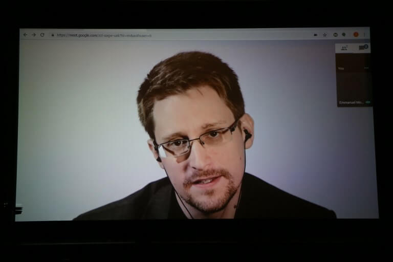 Edward Snowden speaks remotely WIRED25 Festival, 2018