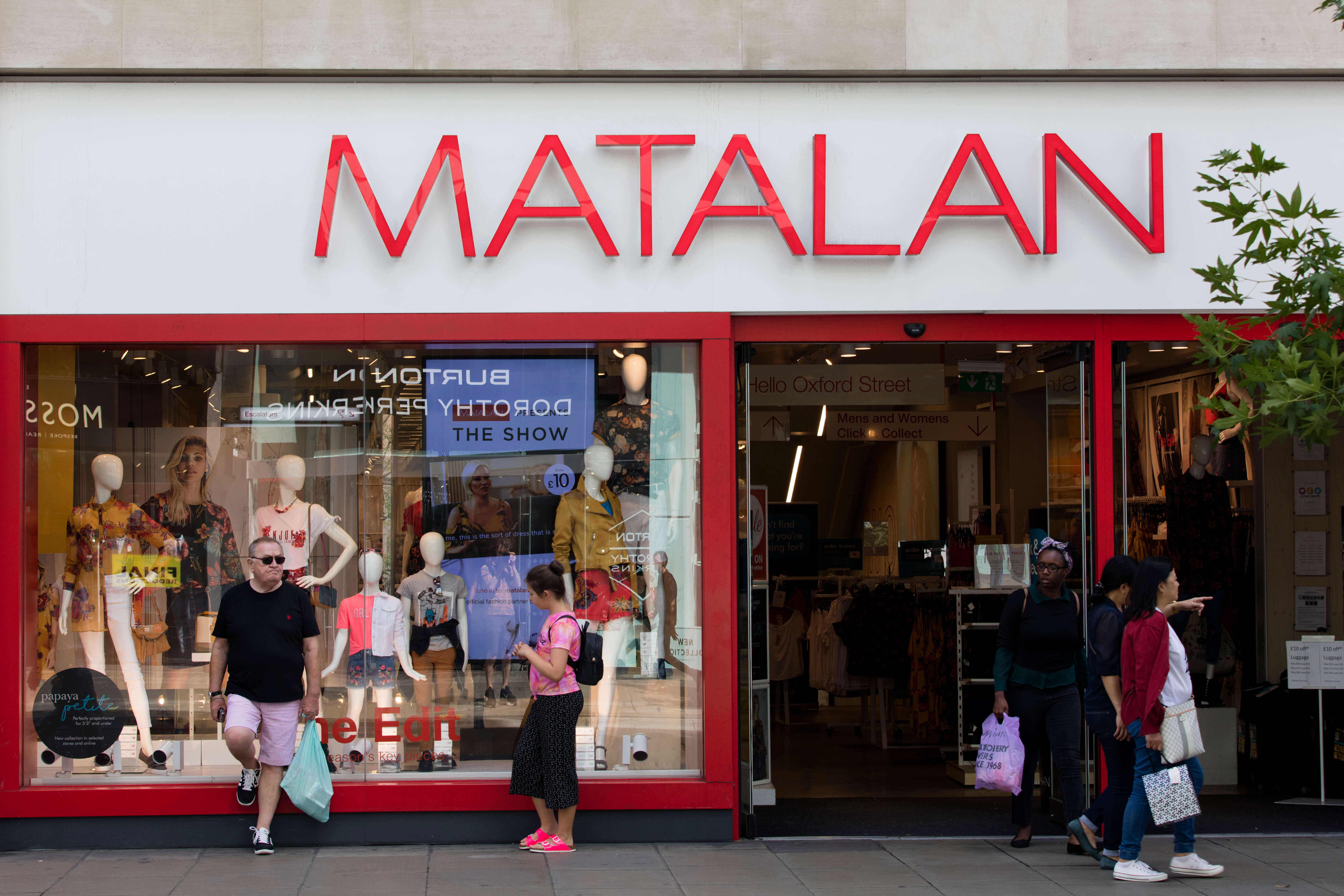 Matalan clothing store shop front on Oxford Street in central London
