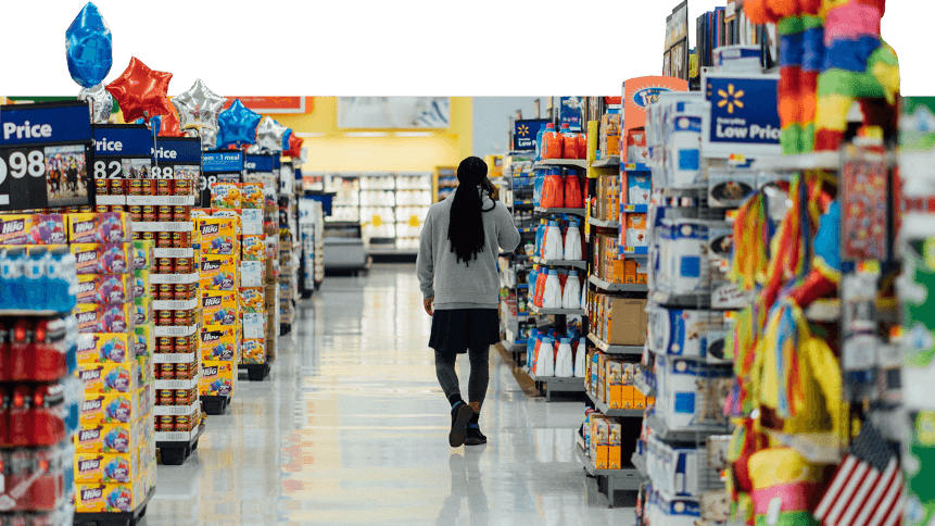 Man strolling through a supermarket, which could be given a new dimension with VR