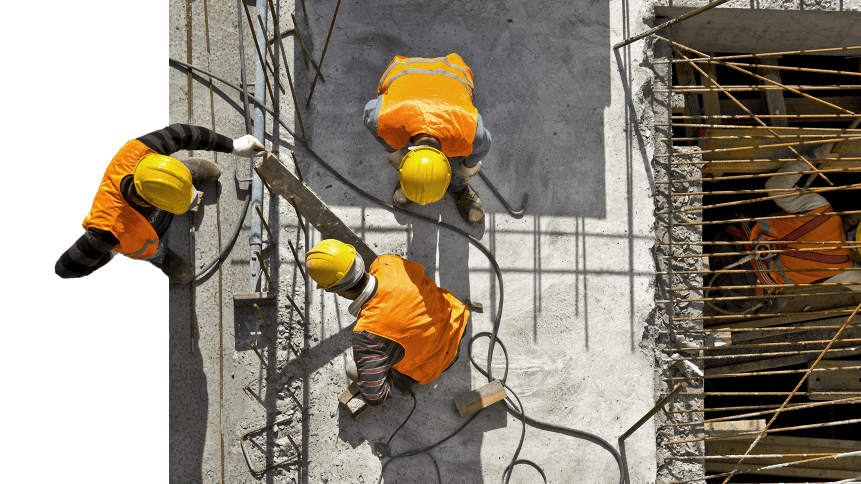 Construction site workers