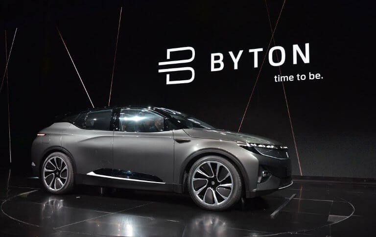 The Byton connected car is seen during its launch at CES 2018