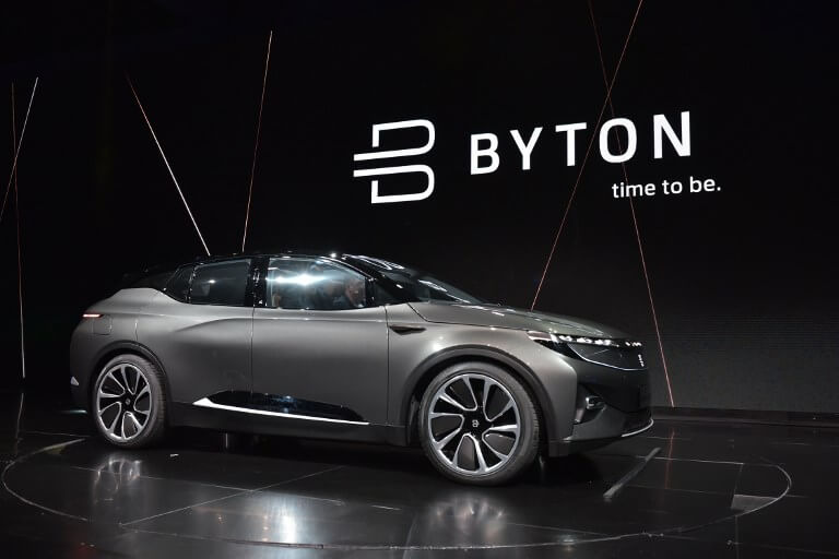The Byton connected car is seen during its launch at CES 2018