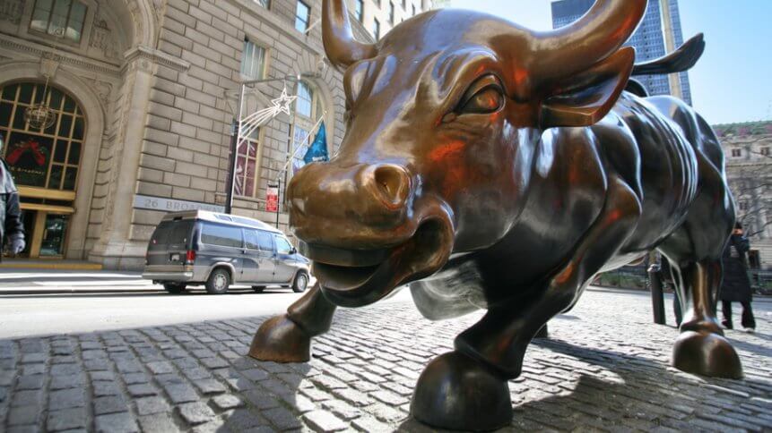The landmark Charging Bull in Lower Manhattan represents the strength and power of the American People January