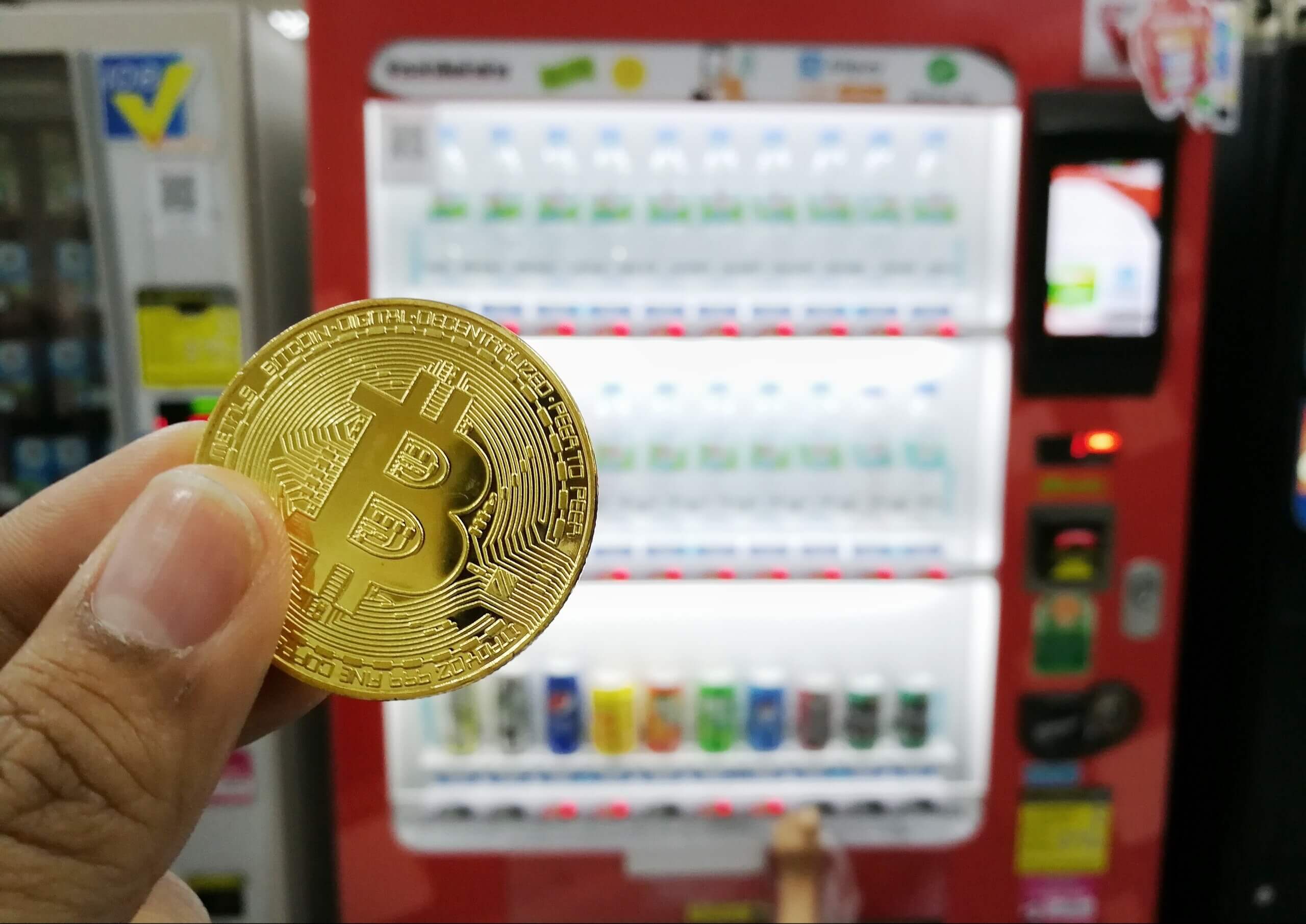 Golden Bitcoin with Vending Machine.