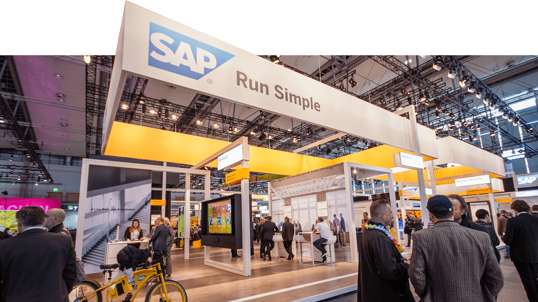 Booth of SAP company at CeBIT information technology trade show in Hannover