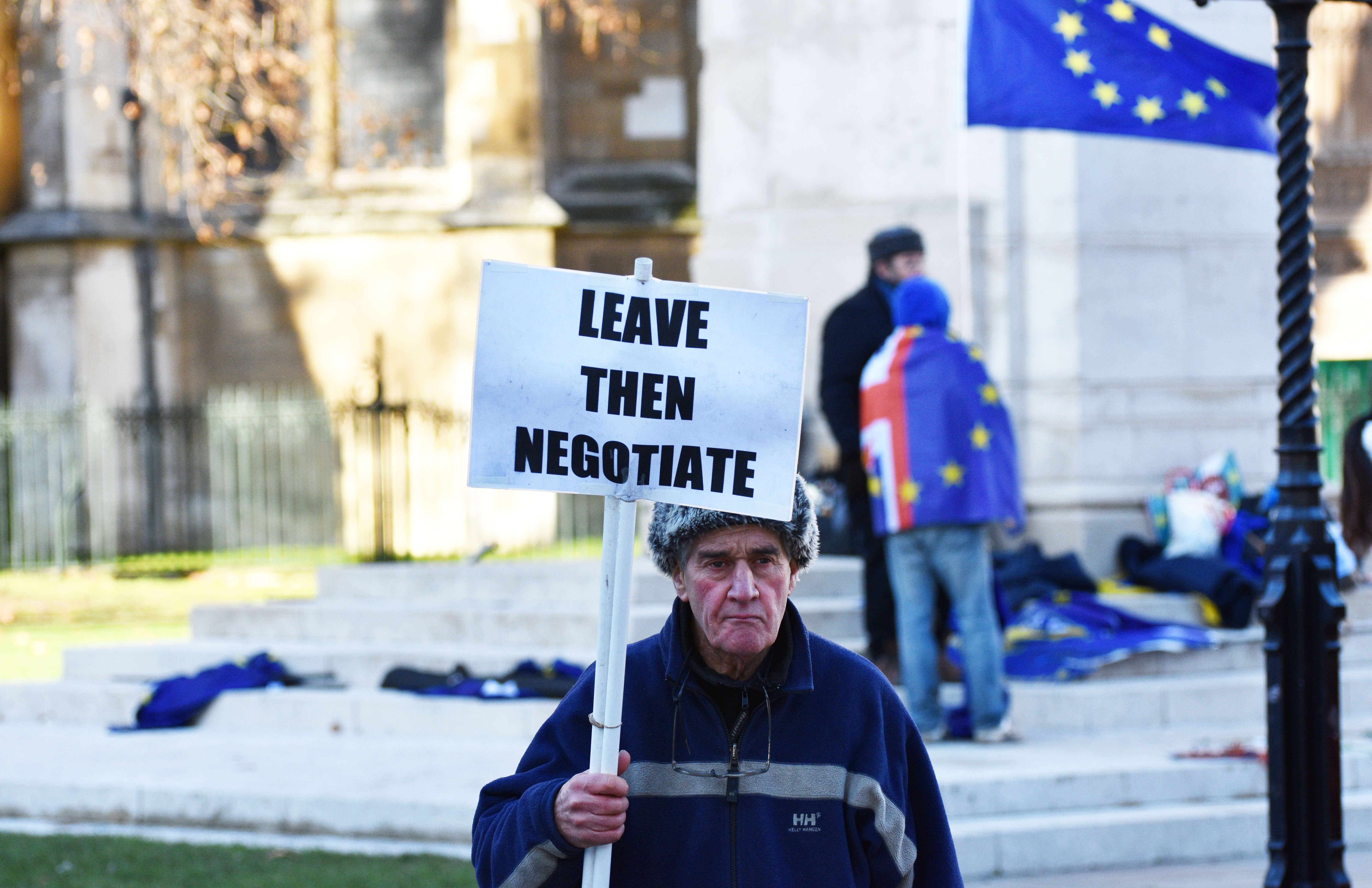 A pro Brexit protestor - for the UK 'crashing out' of the European Union without a deal