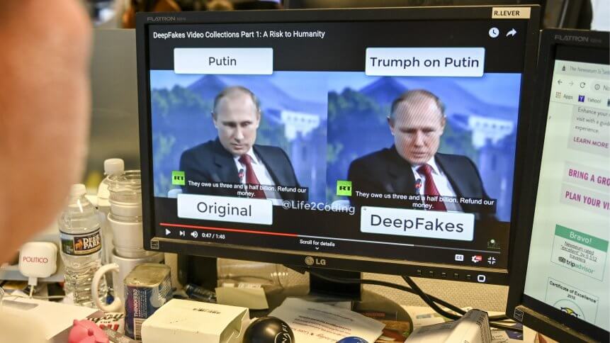 A deepfake video created with artificial intelligence.