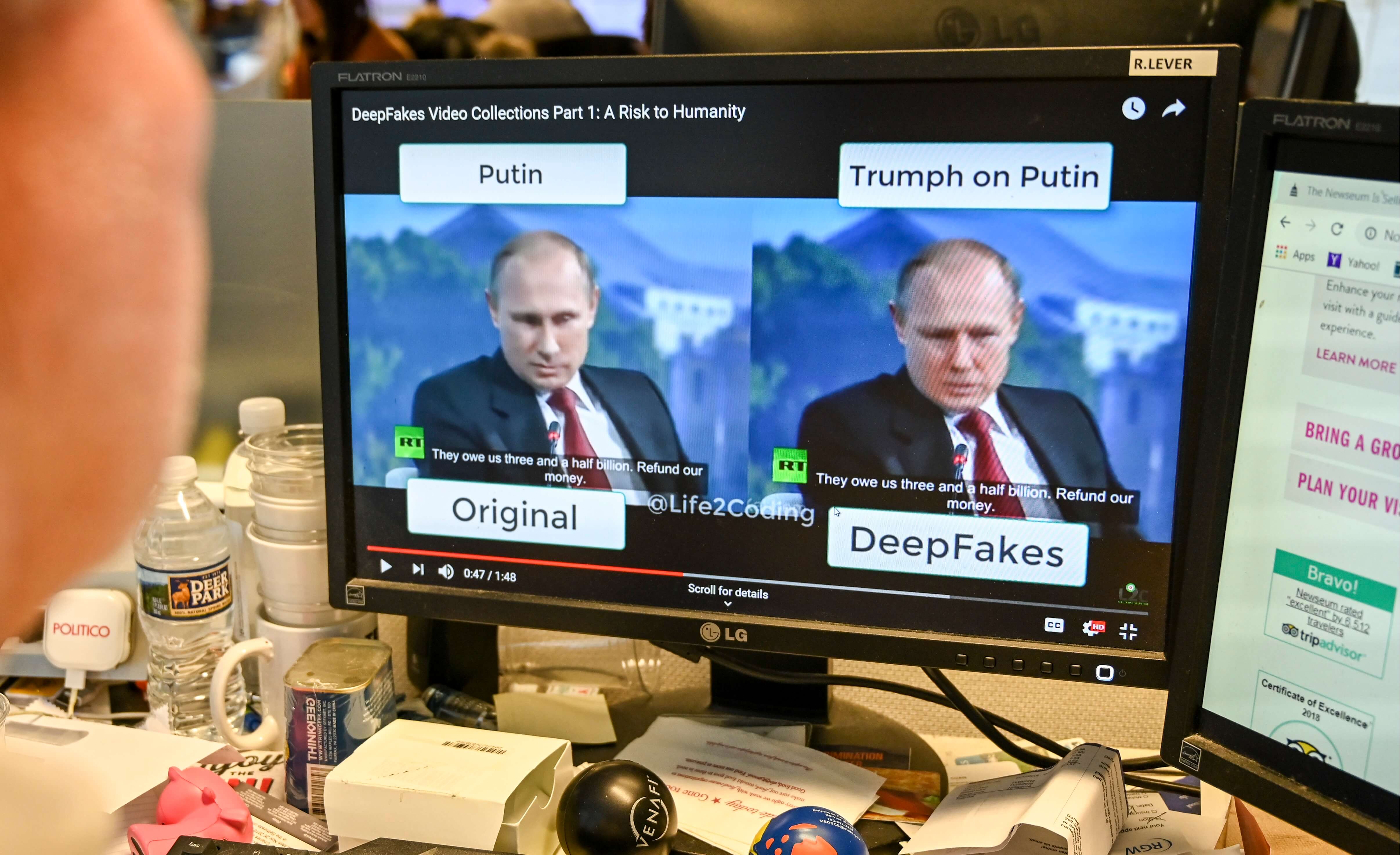 A deepfake video created with artificial intelligence.