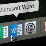 Microsoft office word icon close-up on computer screen