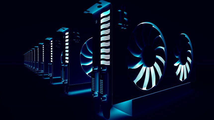 3D illustration of GPU 'rig'