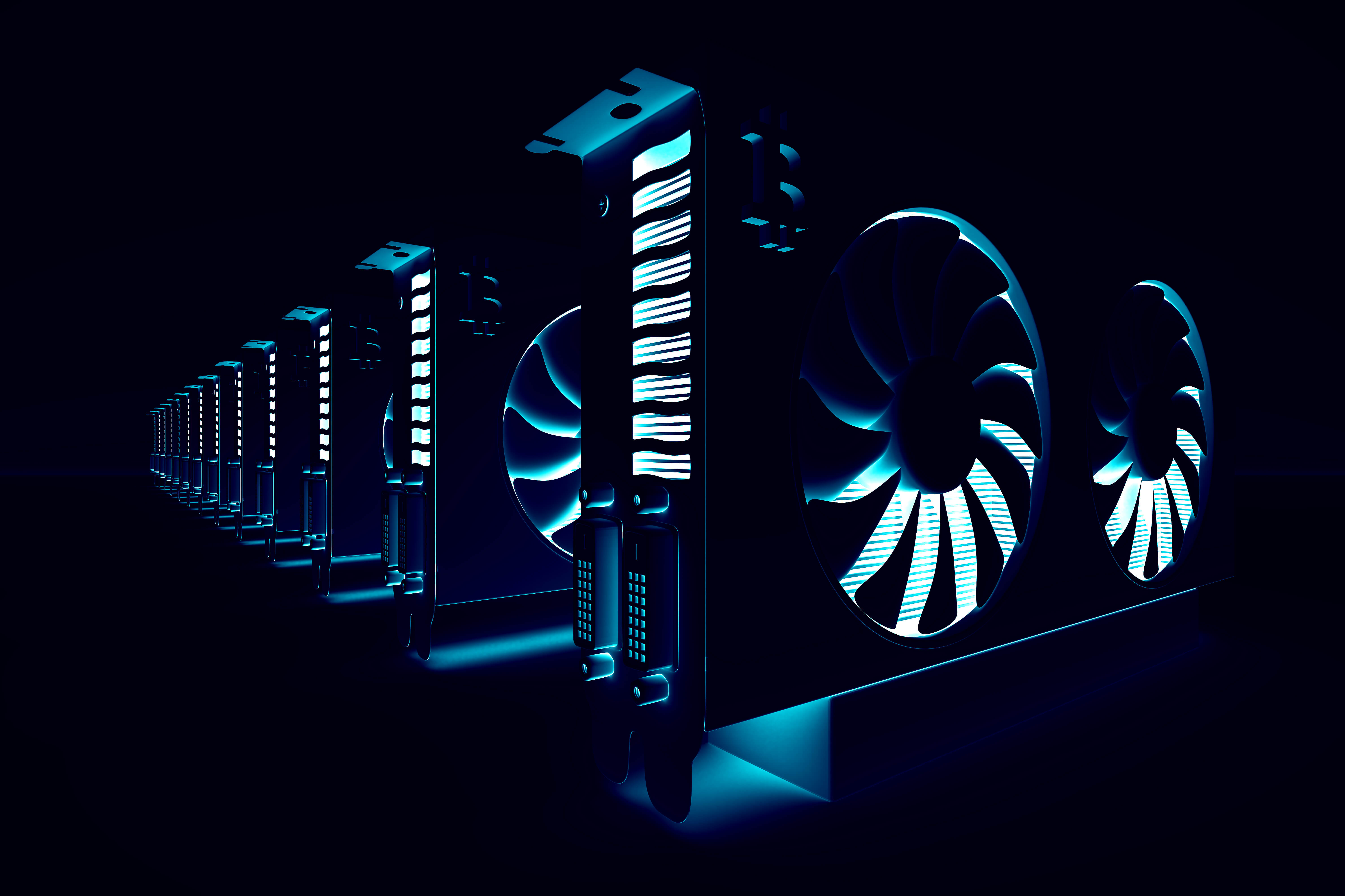 3D illustration of GPU 'rig'