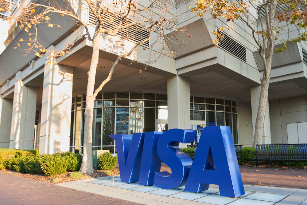 The VISA logo seen at VISA headquarters
