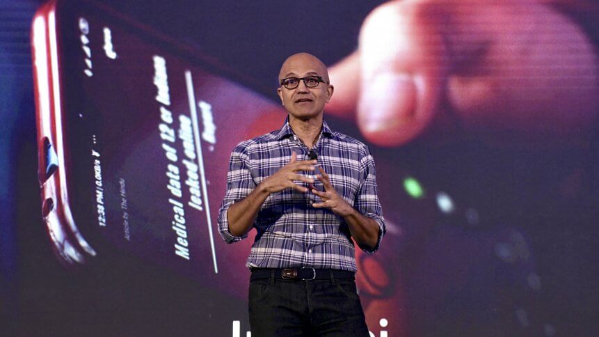 Microsoft CEO, Satya Nadella. Microsoft Teams claimed it generated 900 million meeting minutes last week, amid a spike in remote working