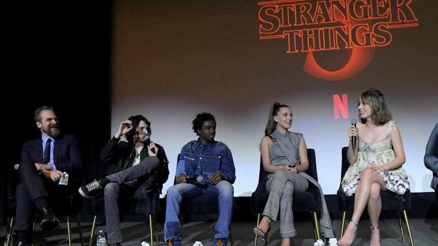 Members of the cast of record-breaking Netflix show Stranger Things