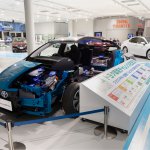 Toyota Prius PHV' half of body is displaying at Toyota Heartful Plaza