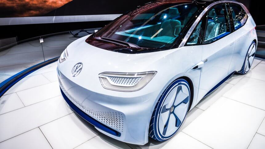 World premiere of a Volkswagen electric concept autonomous vehicle in 2016