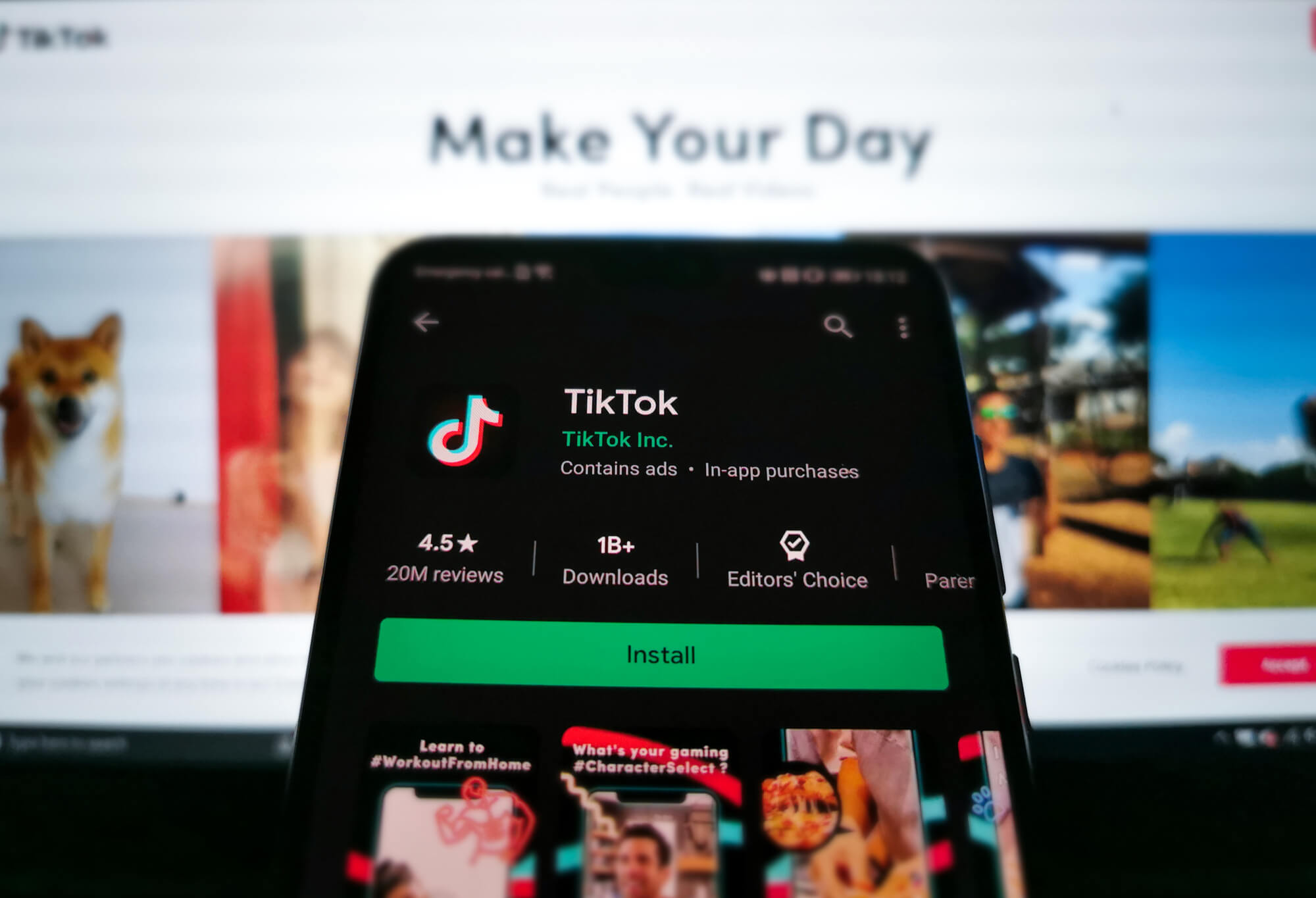 A picture of the TikTok download screen on Google Play Store