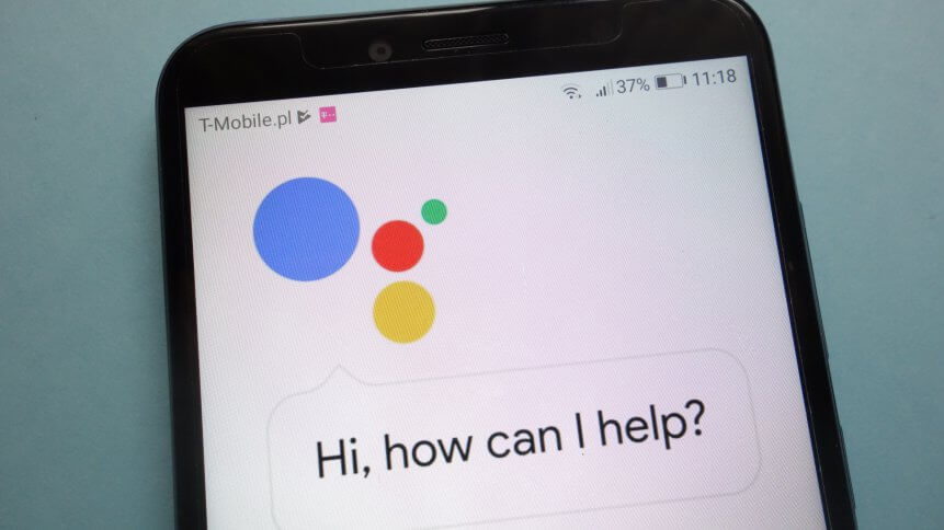 Google Assistant logo on smartphone