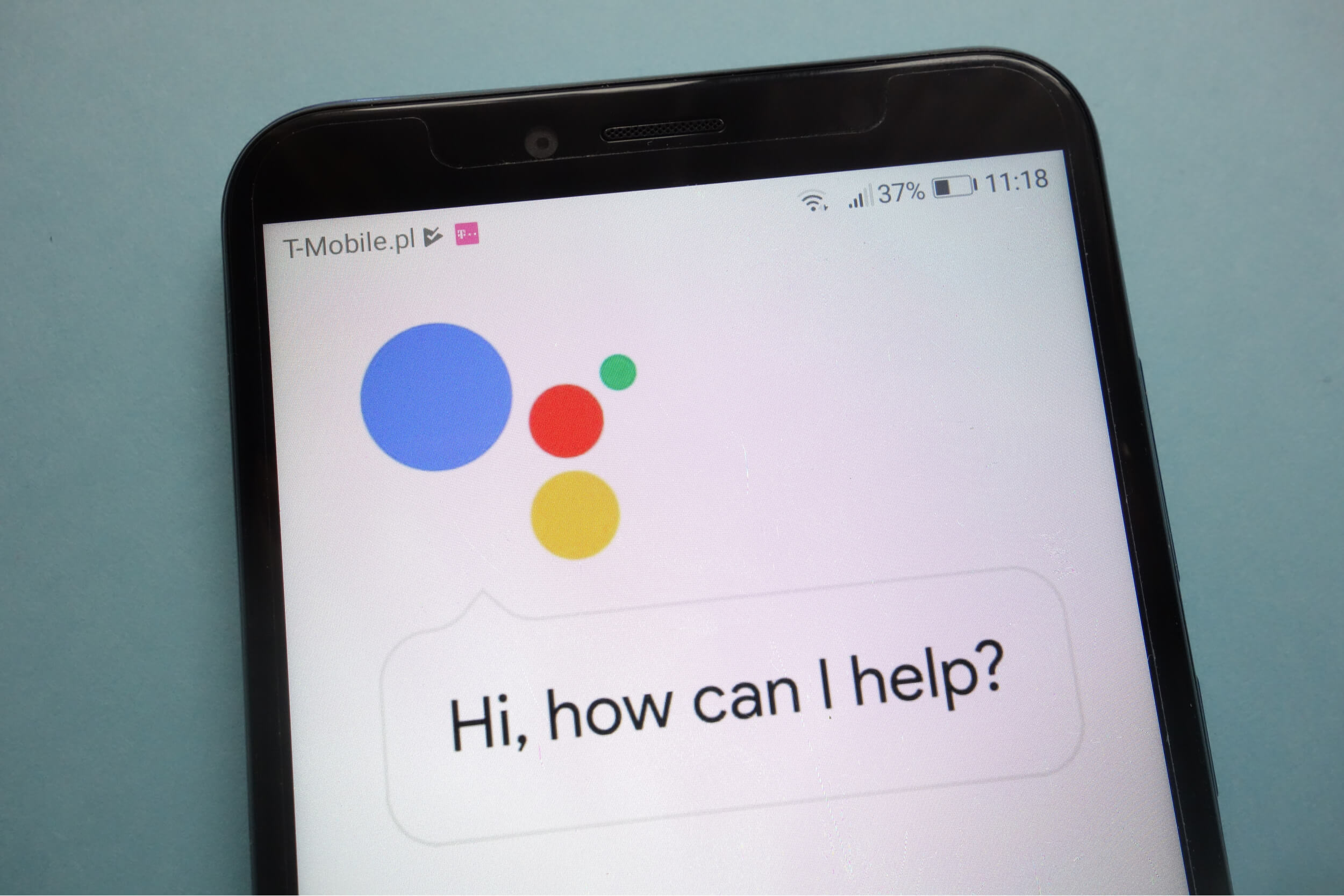 Google Assistant logo on smartphone