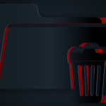 Paper cut Delete folder icon isolated on black background. Folder with recycle bin. Delete or error folder. Close computer information folder. Paper art style. Vector Illustration