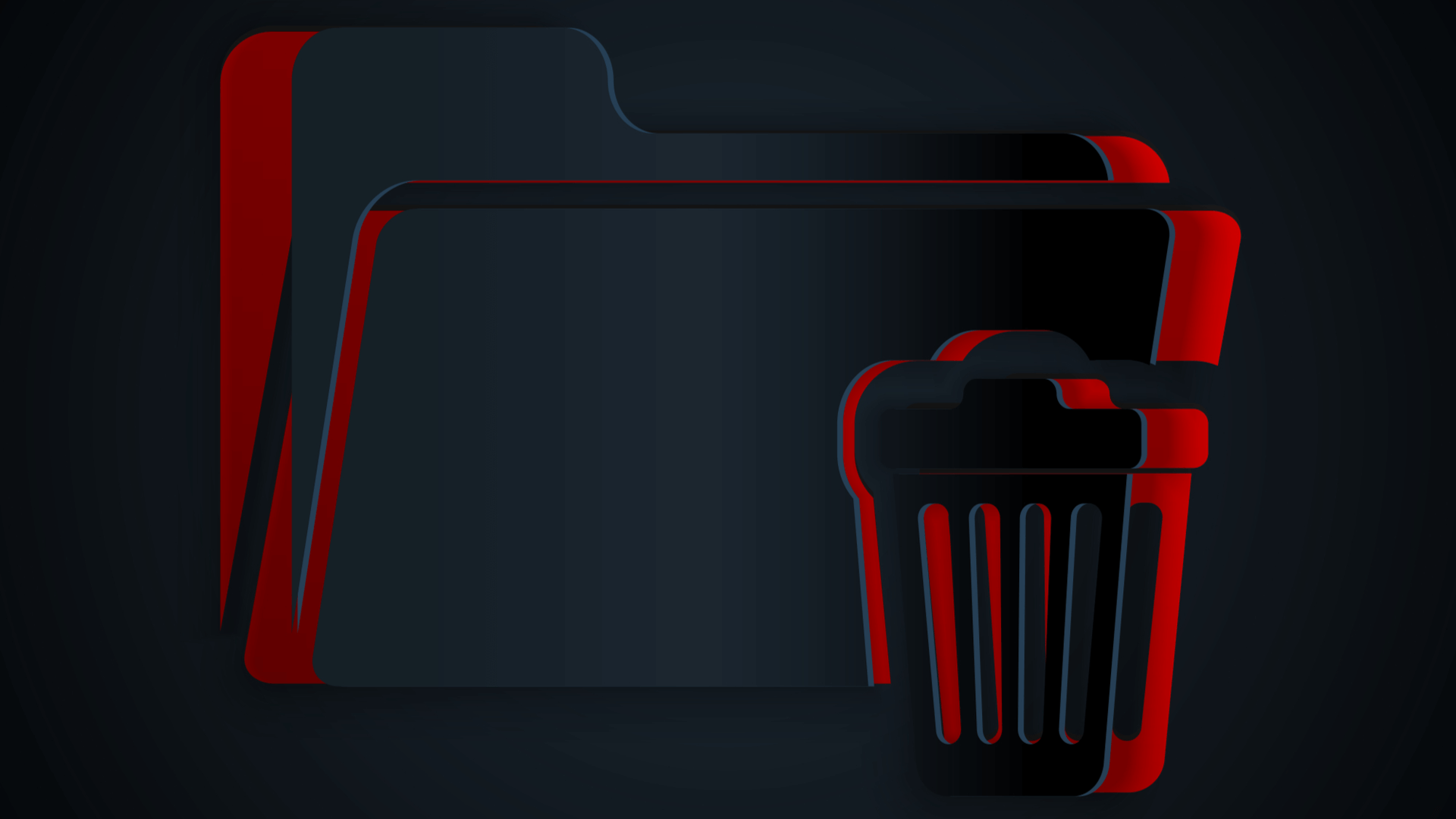 Paper cut Delete folder icon isolated on black background. Folder with recycle bin. Delete or error folder. Close computer information folder. Paper art style. Vector Illustration