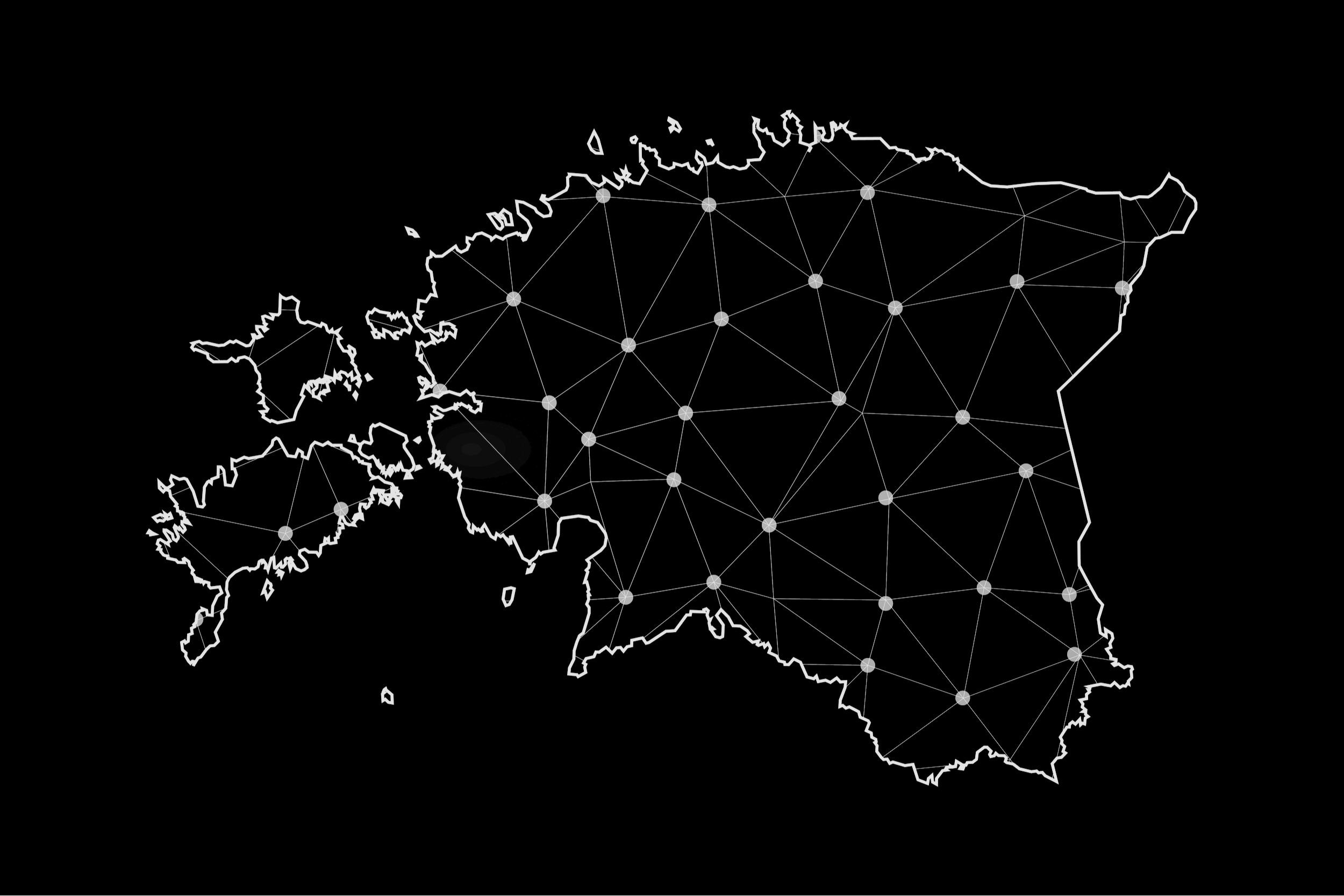 Wire frame 3D mesh polygonal network line, design sphere, dot and structure. communications map of estonia. Vector, Abstract mash line and point scales on dark background with Map of estonia.
