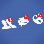 Social network notifications icons - Friends, Messages (Chats, Comments) and Notifications on screen. Idea - Internet friendship, communication, Online messaging, Social media services like Facebook.