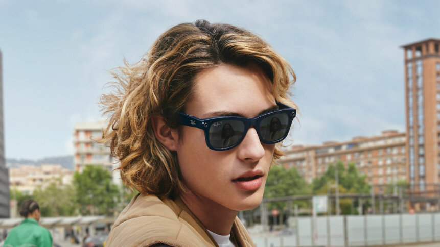 The Ray-Ban Stories shades can take pictures and video upon the wearer's voice commands, and the frames can connect wirelessly to the Facebook platform through an app