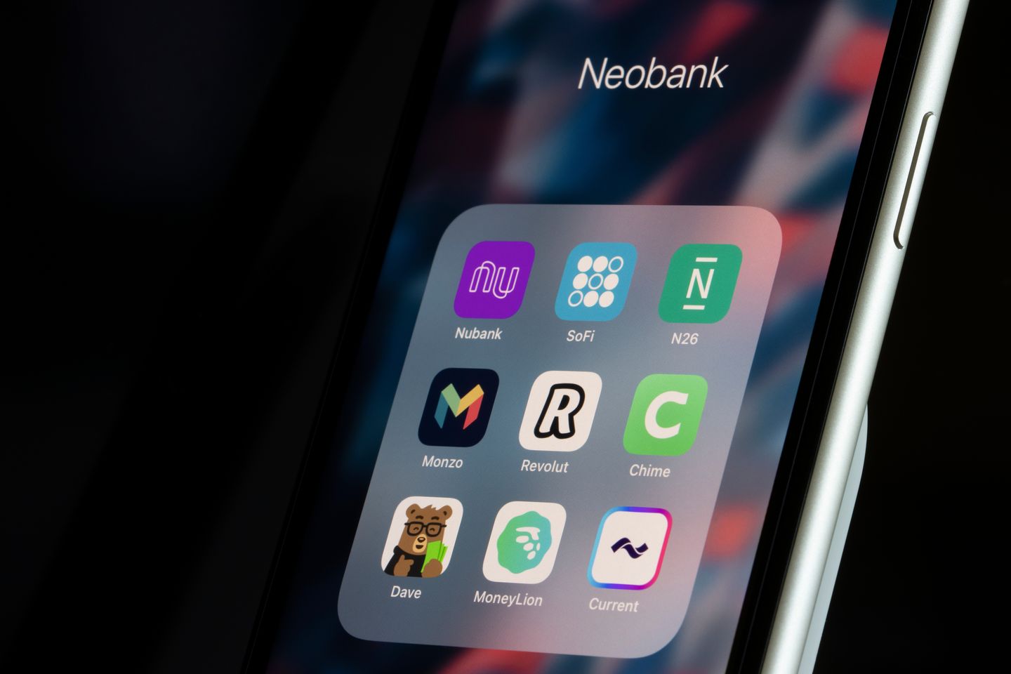 Neobanks on a phone screen
