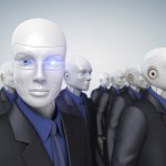 AI Robots in business suits