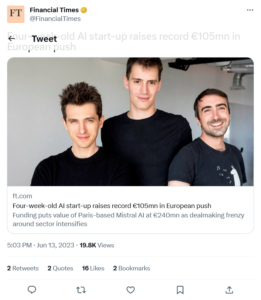 Generative AI startups on Twitter