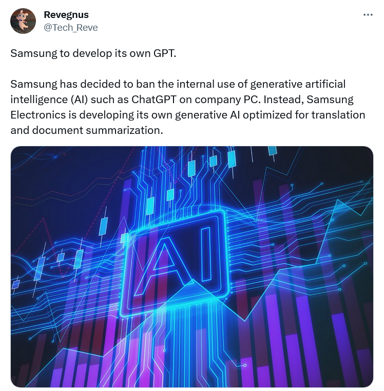 Samsung's experience of generative AI caused headlines.