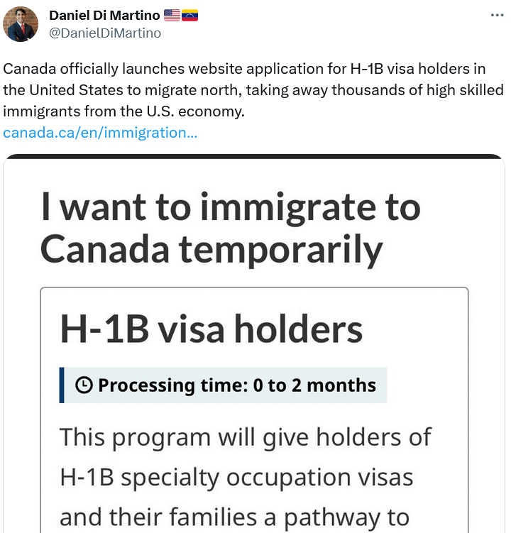 Canada has launched a website to help H-1B visa holders. 