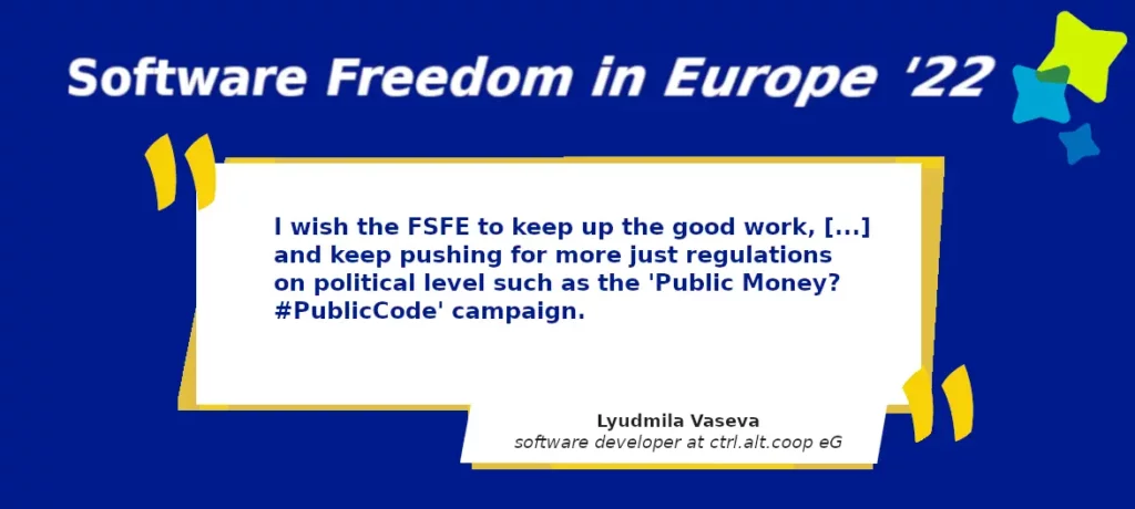 Free Software Foundation illustrating its Public Money, Public Code! campaign