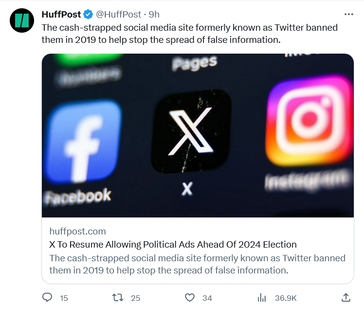 The return of political ads to X coincides with a very thin ad revenue period. More content moderation will be needed to ensure ethical safety.