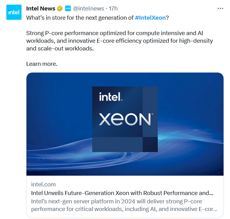 The Intel Xeon roadmap will placate investors.