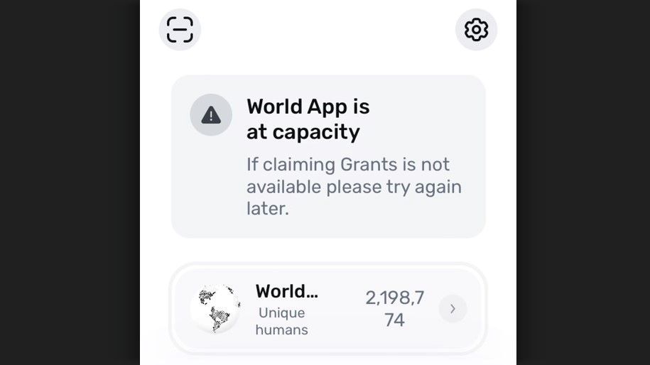 World app loses grant claiming functionality as Tools for Humanity team puzzles things out after Worldcoin goes down.