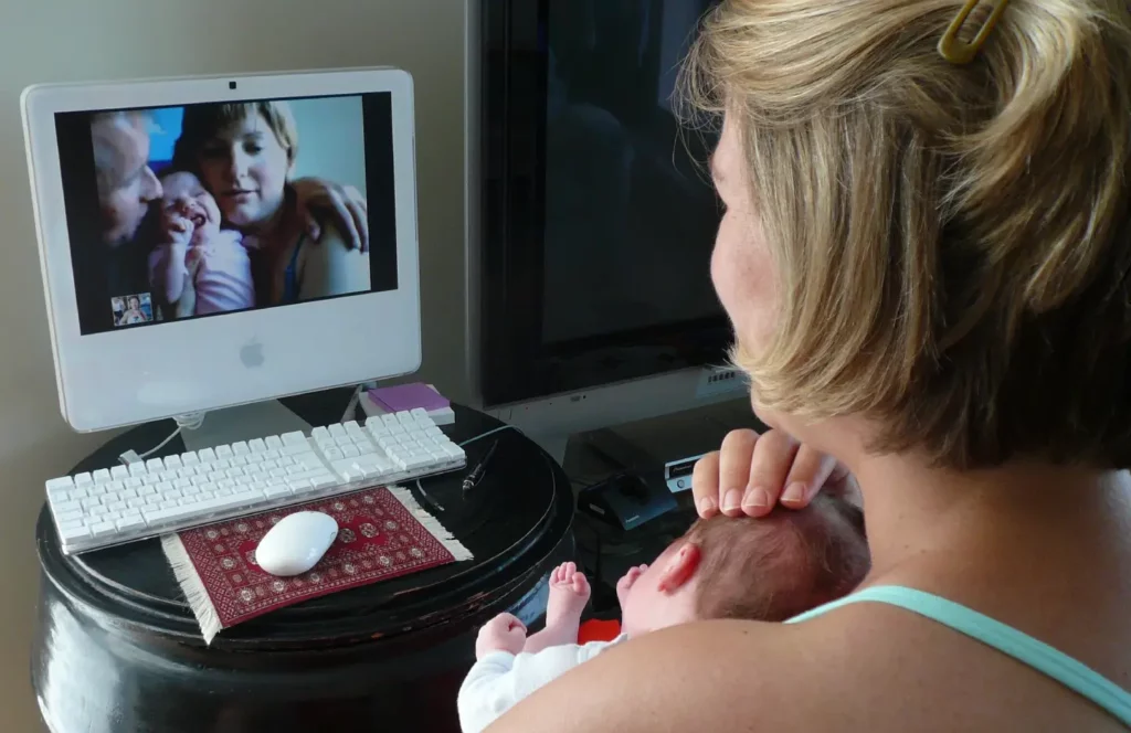 Baby-to-baby tech networking via video conference app