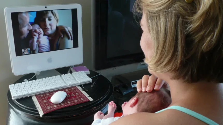 Baby-to-baby tech networking via video conference app