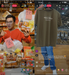 TikTok live shopping channels screenshots