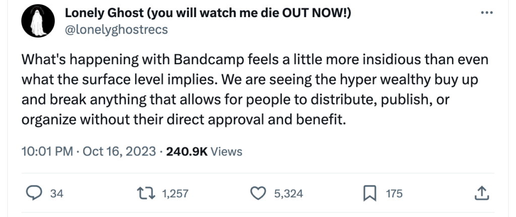 The Bandcamp acquisition is an object lesson in the power of money over independent creativity.