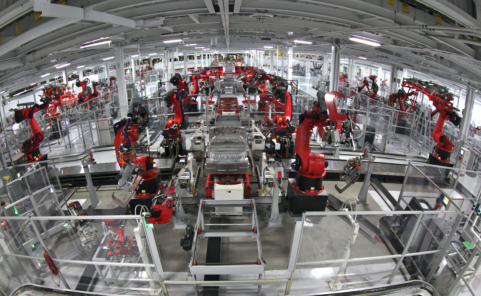 AI and the future of work, epitomized by the Tesla production line.