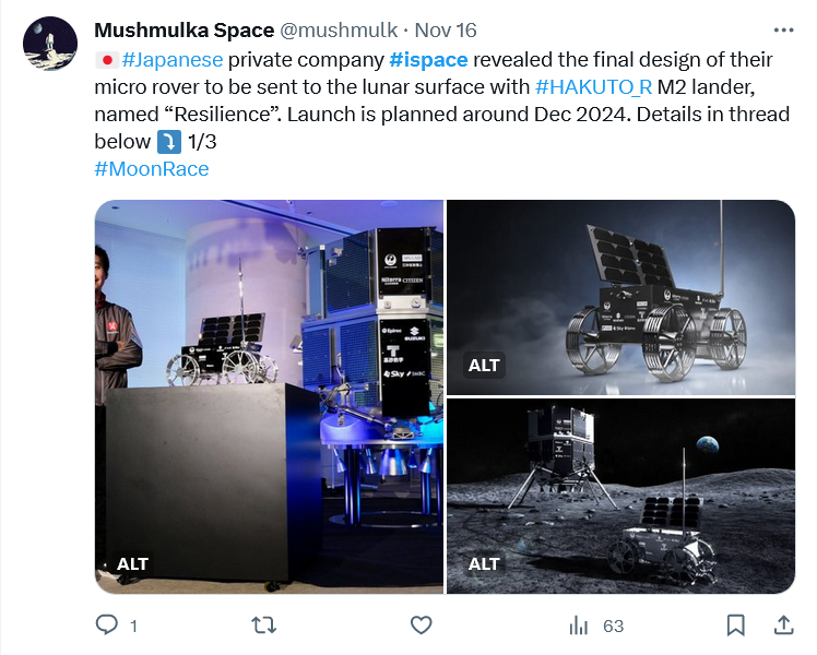 The second ispace mission will include a lunar rover.