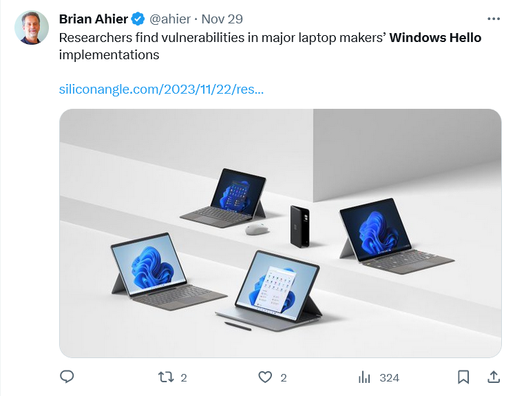 Windows Hello: non è così vulnerabile agli hacker come lo è ai produttori disattenti.