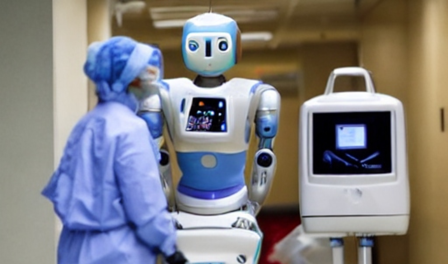 Robots in healthcare illustration