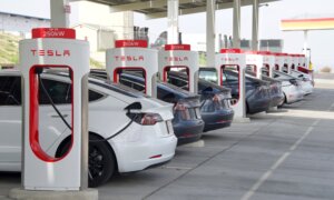 Tesla EV charging stations.